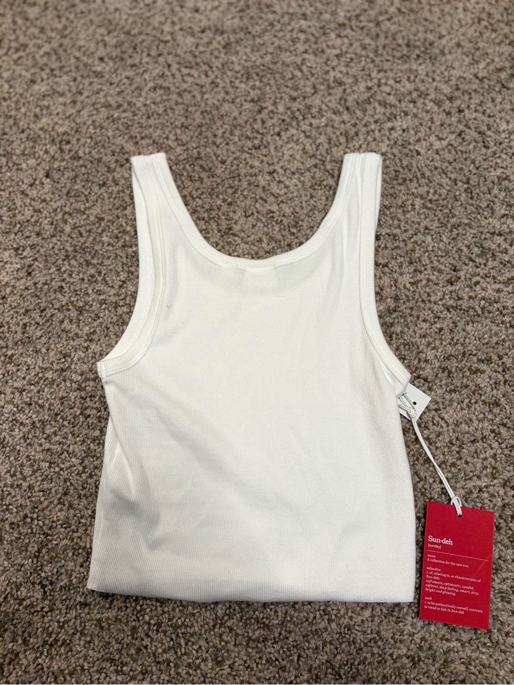 Aritzia Cream Ribbed Square Neck Tank - Picture 2 of 2